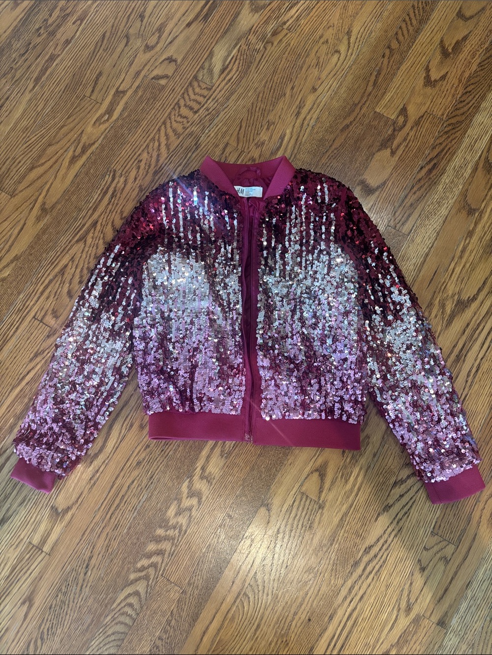 H&M Burgundy Sequin Bomber Jacket